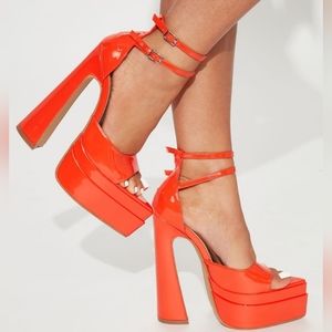 Orange Platform Heels